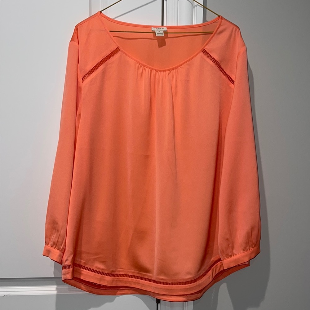 J. Crew Orange 3/4 Sleeve Relaxed Blouse